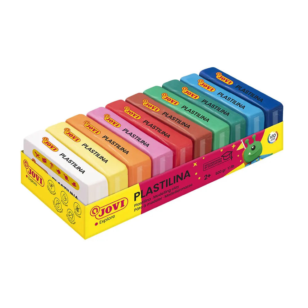 Jovi Plateau de 10 Pains de Pâte à Modeler 50g - Couleurs Assorties