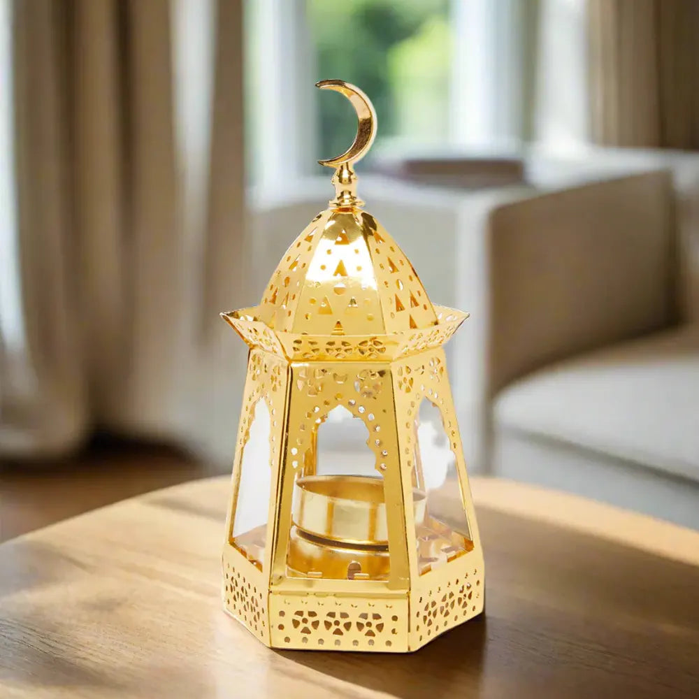 Farol Decorativo de Metal 16,5x8,5cm - Dorado