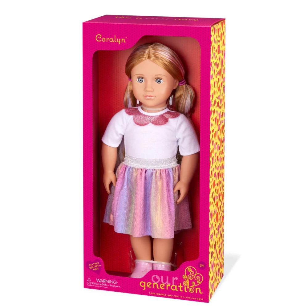 Our Generation 18-inch Doll With Rainbow Skirt 3Y+ - Coralyn