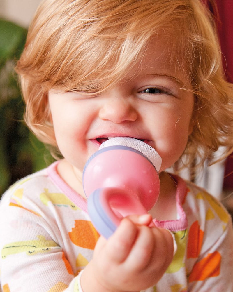 Nûby Grignoteur Nibber pour Fruits & Légumes & Biscuits 6M+ - Rouge & Bleu