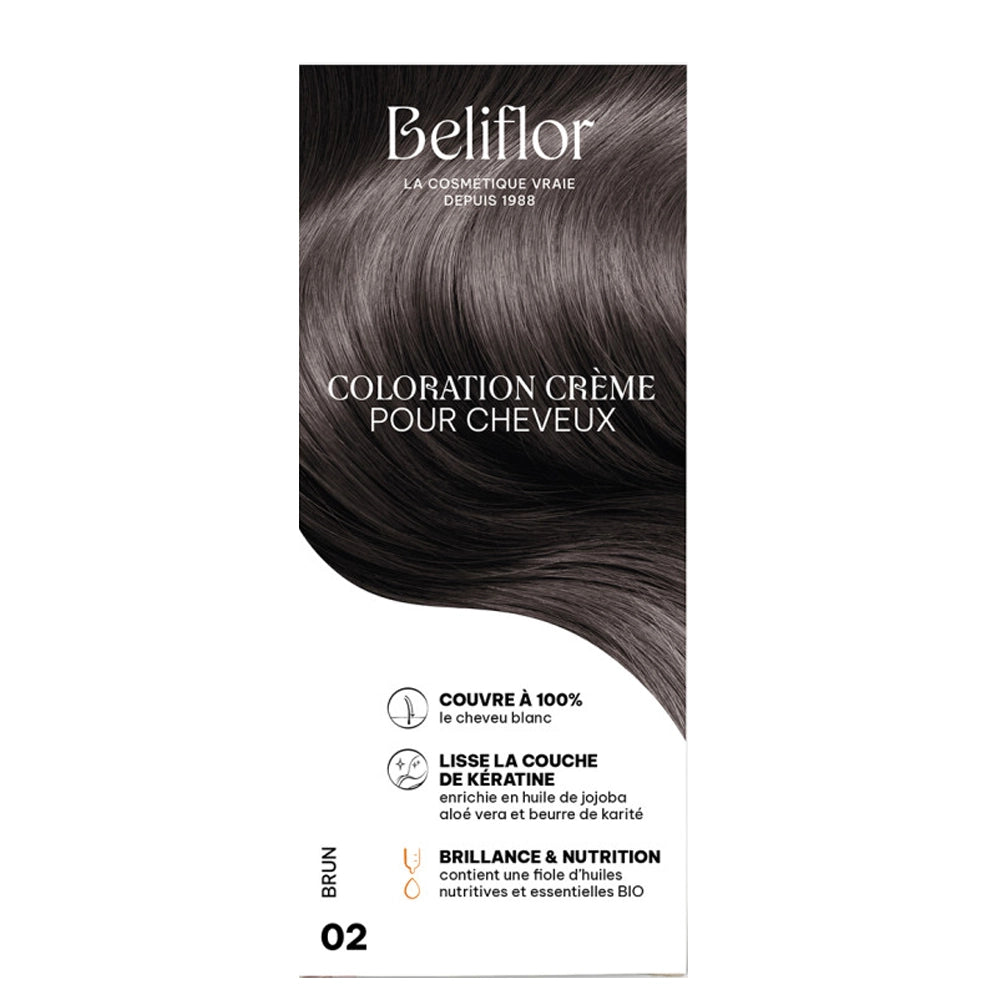 Beliflor Unidose Coloration Crème pour Cheveux 120ml - N° 02 Brun