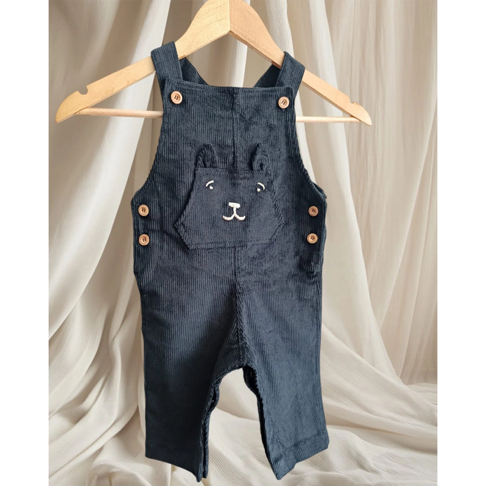 Baby Bulle Corduroy Overalls - Navy Blue Bear