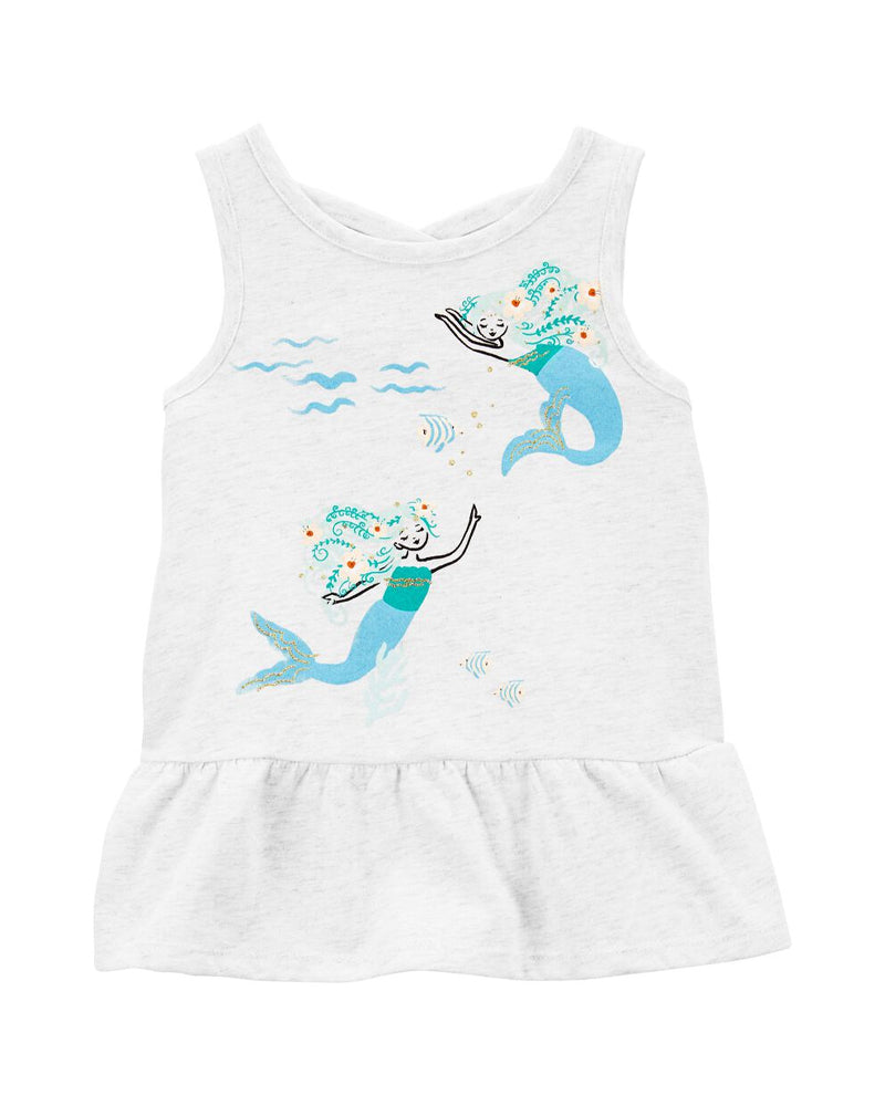 Carter's Baby Camiseta sin mangas con peplum de sirena cruzada - Blanco