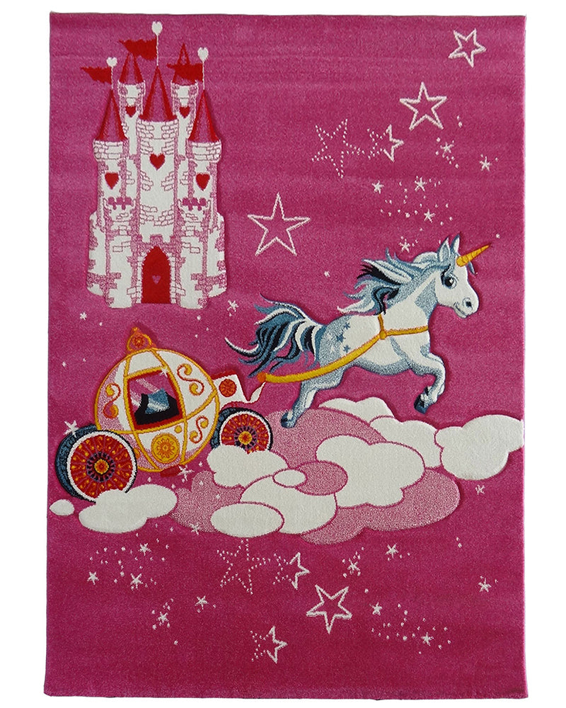 Tapis Rectangulaire Château Licorne Un Amour de Tapis - Rose