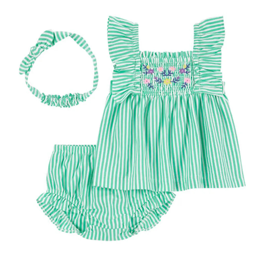 Ensemble de 3 Pièces à Motif Floral Carter's - Vert