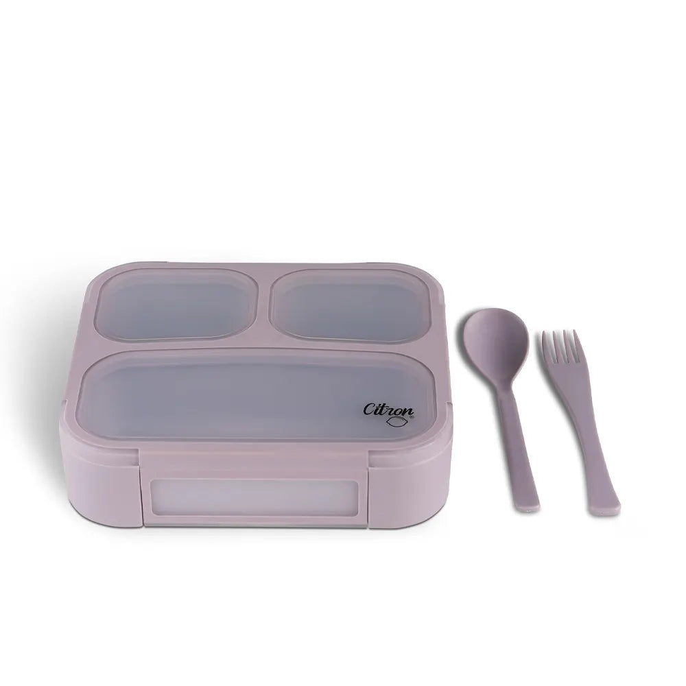 Citron Lunch Box avec Cuillère & Fourchette - Violet