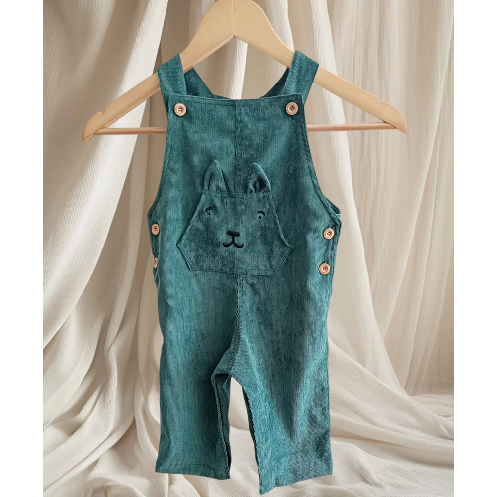 Baby Bulle Corduroy Overalls - Green Bear