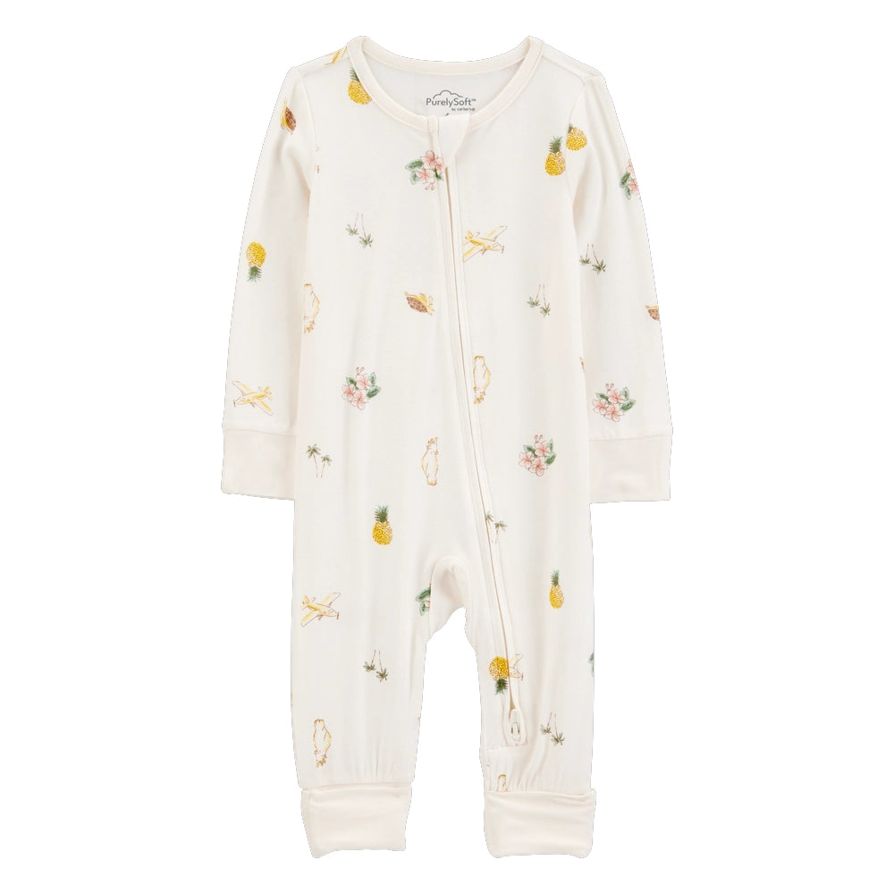 Grenouillère Fermeture Éclair Bidirectionnelle Bébé Fille Carter's - Tropical Ivoire