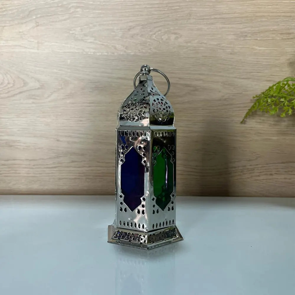 Farol para Vela de Metal 9x18 cm - Plateado