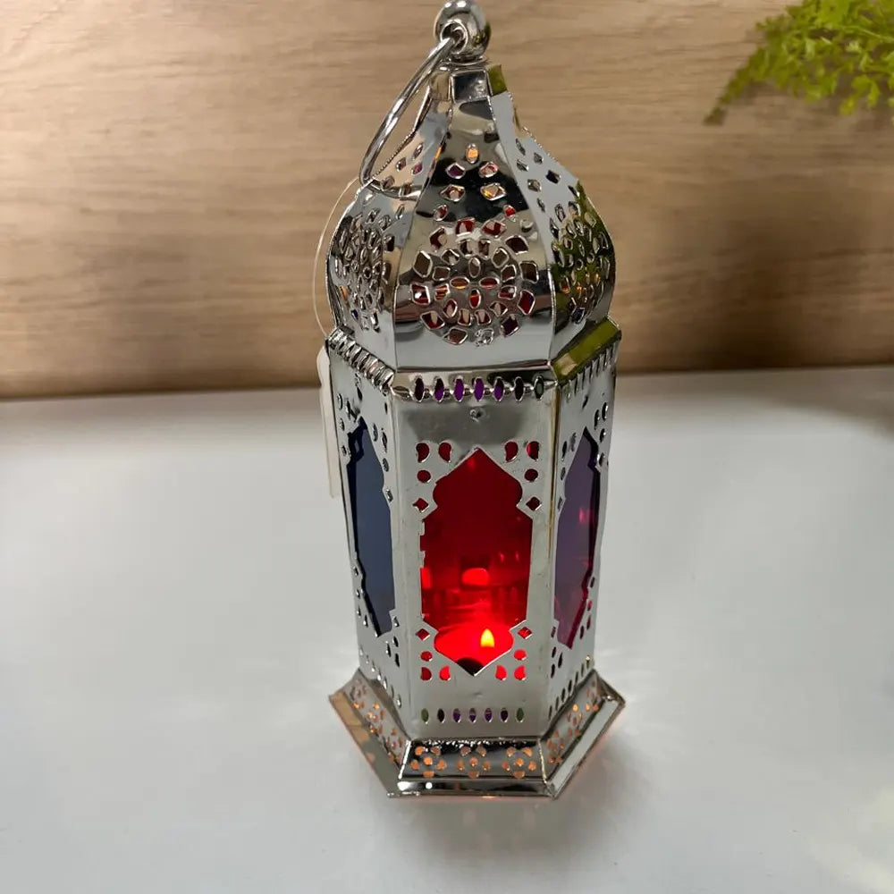 Farol para Vela de Metal 9x18 cm - Plateado