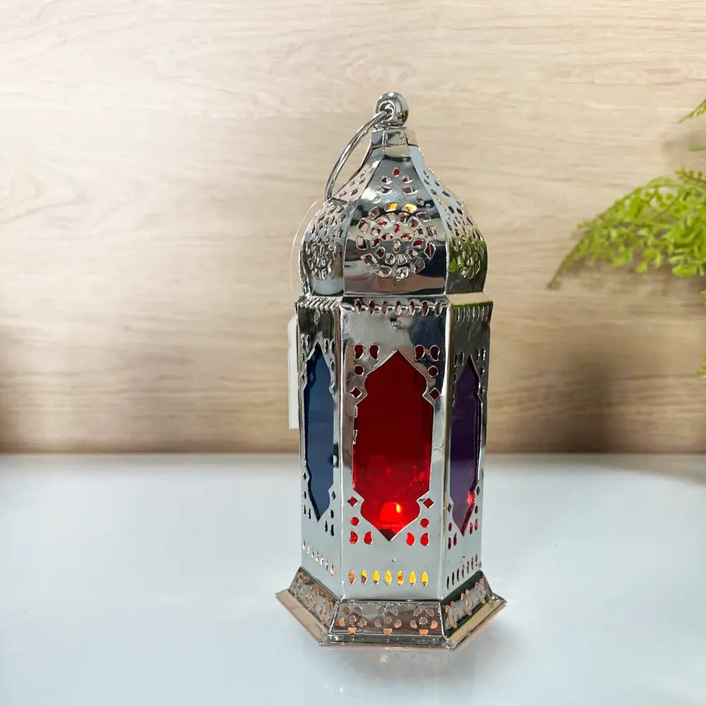 Farol para Vela de Metal 9x18 cm - Plateado