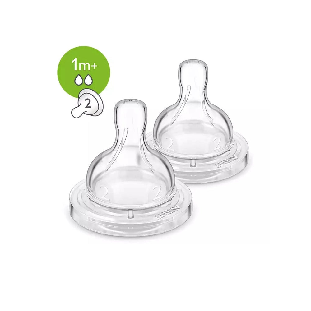 Avent 2 Tétines Classic Anti-Colic Débit Lent 1M+