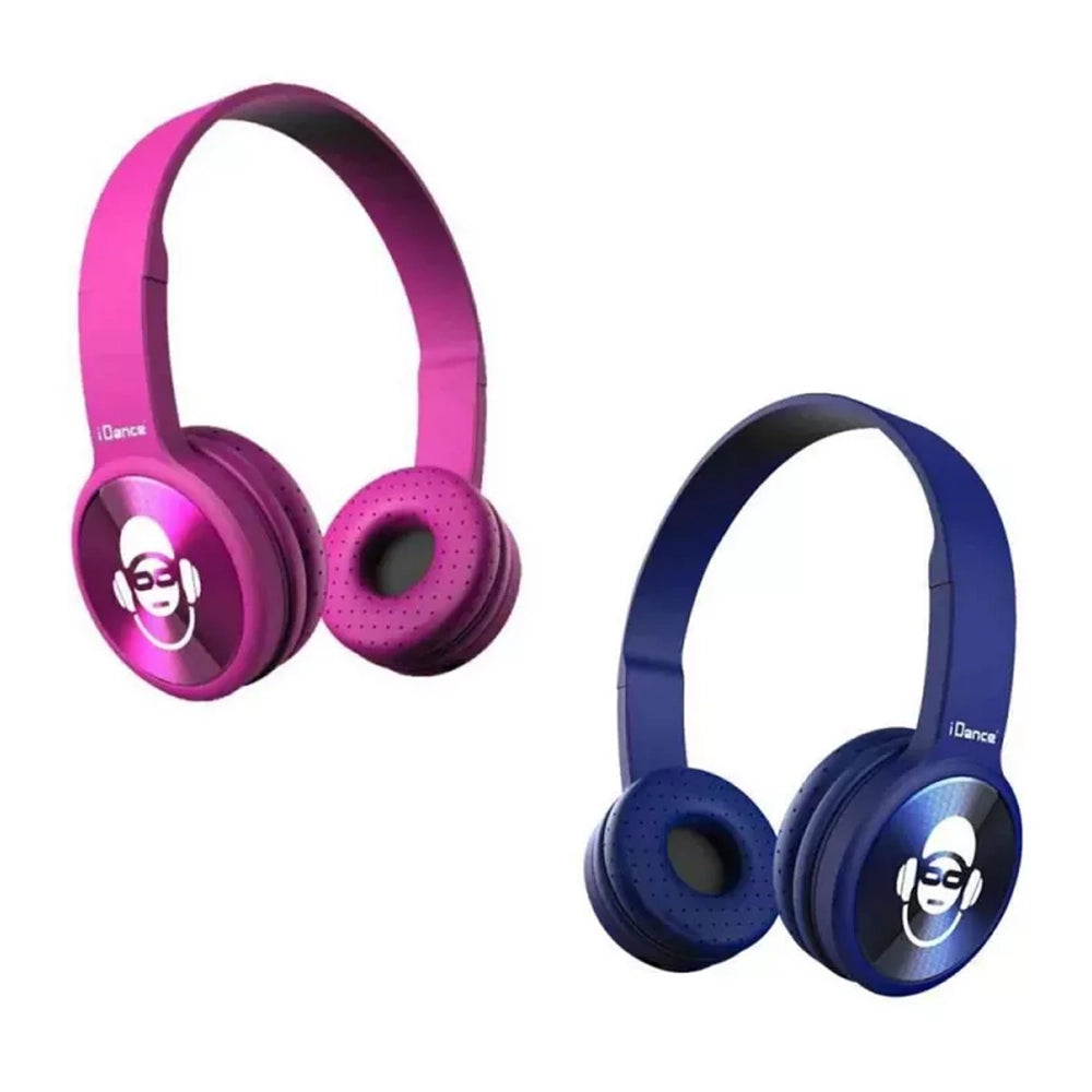 آي دانس عبوة سماعات رأس لاسلكية ثنائية 100 بلوتوث - زهري و أزرق