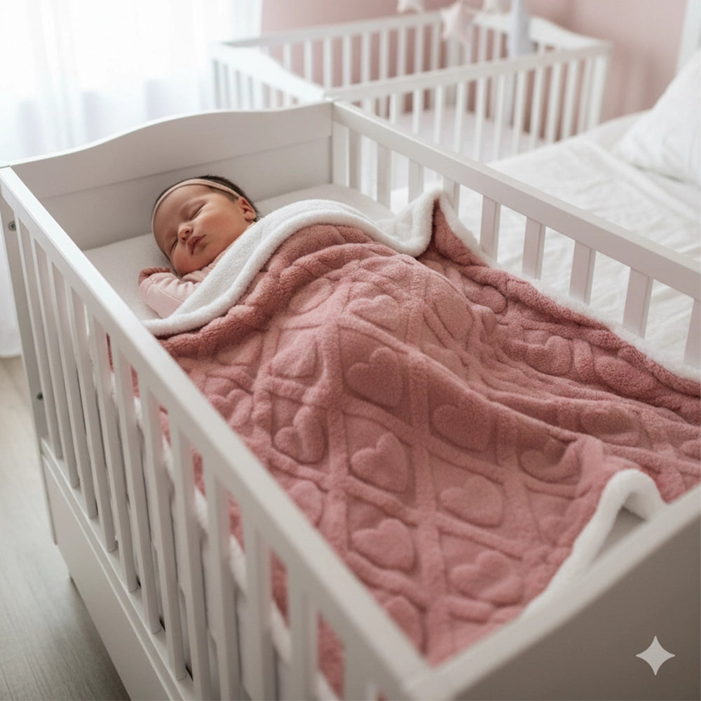 Babymat Couverture d'Hiver 100x100 cm - Cœur Rose