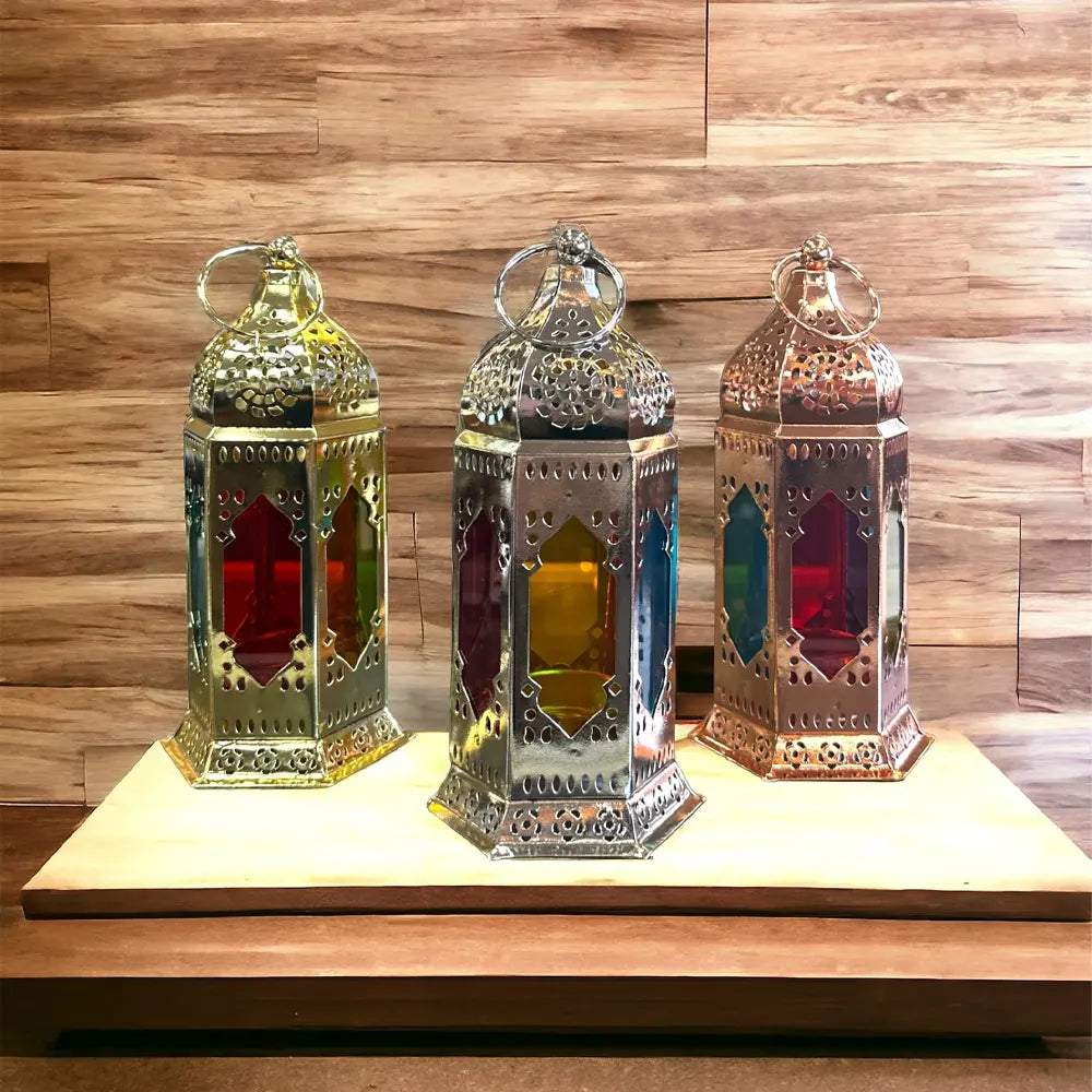 Farol para Vela de Metal 9x18 cm - Dorado