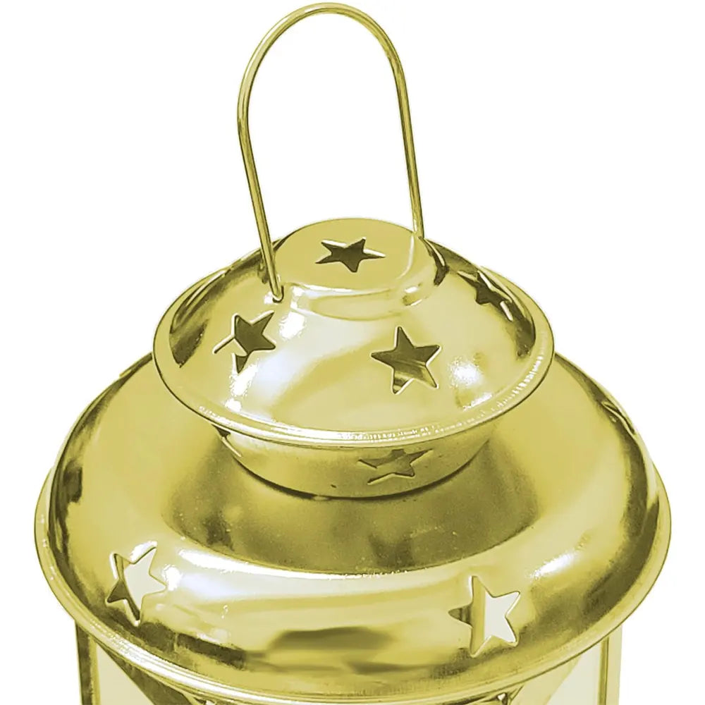 فانوس ديكور معدني وزجاجي 10×15 سم - ذهبي