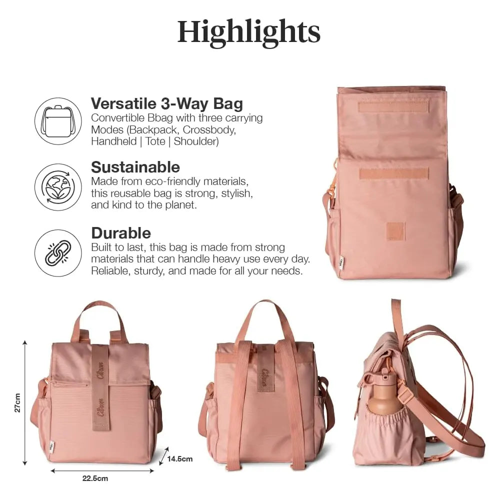 Citron Sac à Lunch Isotherme Enroulable – Rose Poudré