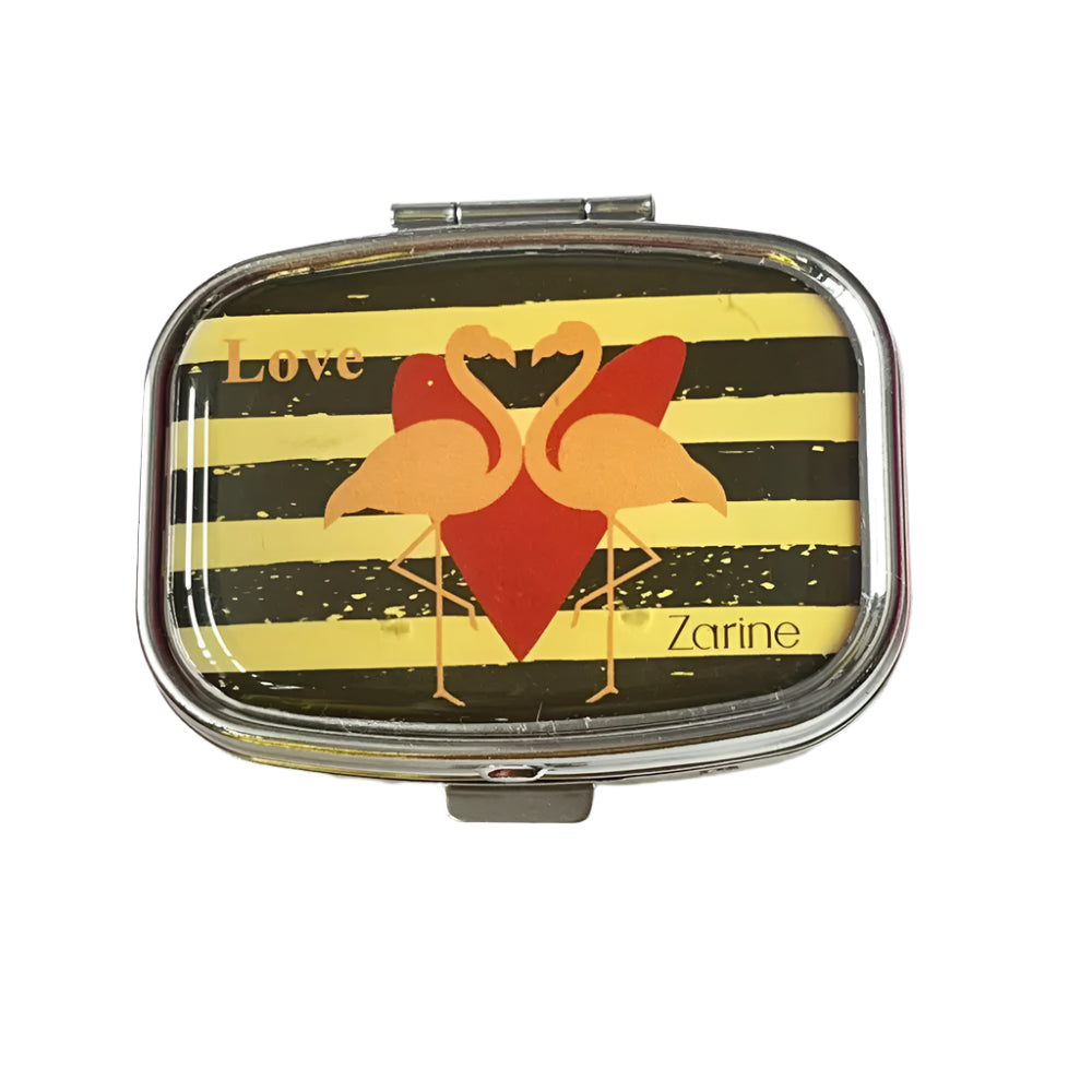 Zarine Compact 2-Compartment Pill Box – Flamingo
