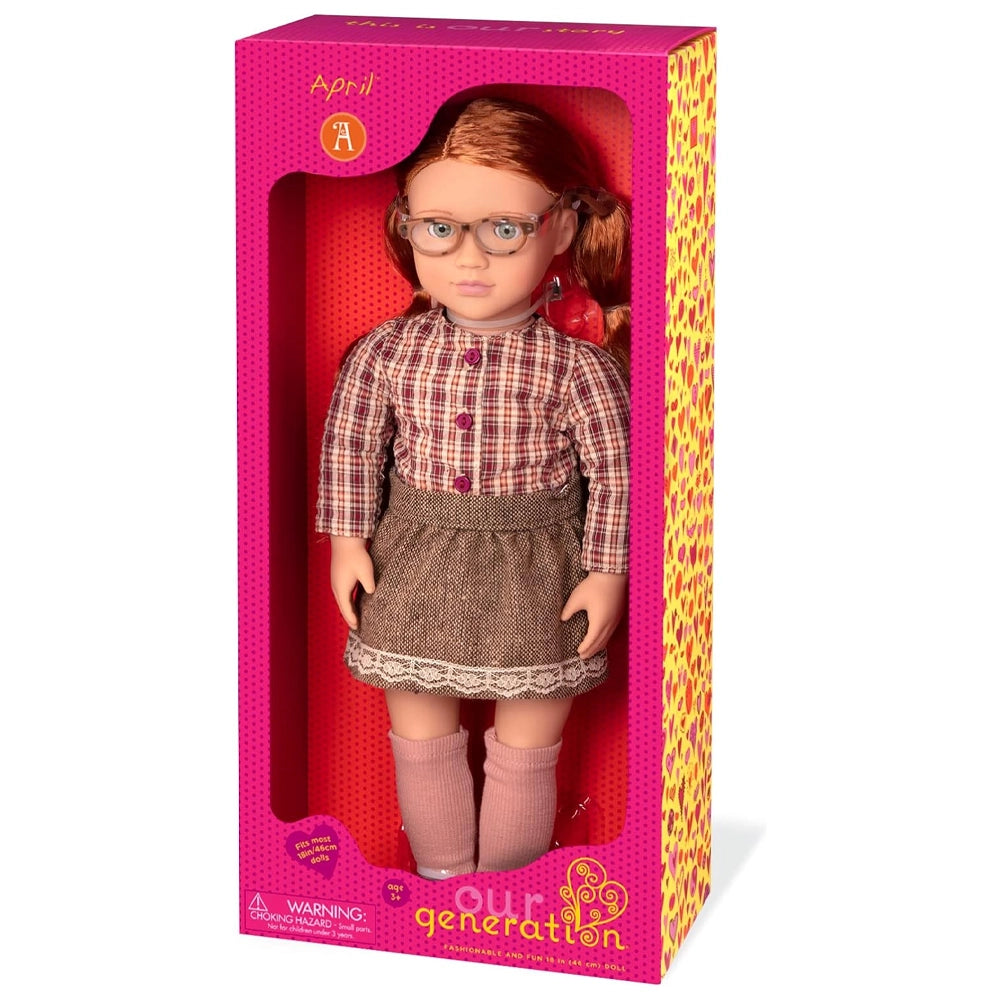 Our Generation Doll with Blouse & Checkered Skirt 46cm 3Y+ - April