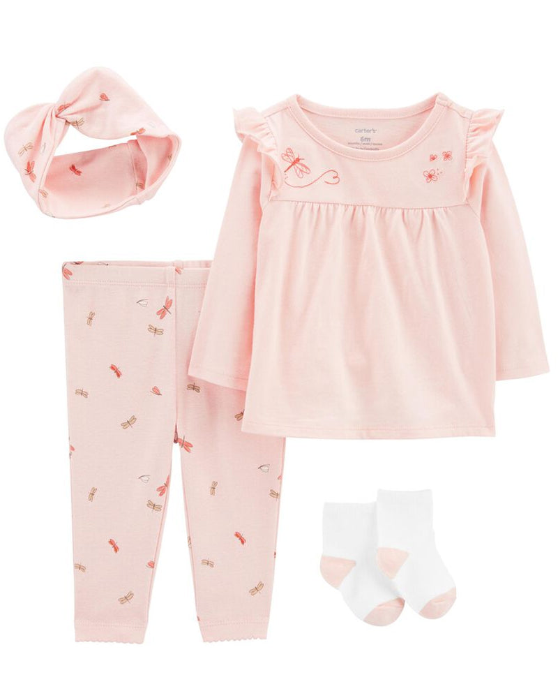 Ensemble 4 Pièces Hauts Et Leggings Bébé Carter's - Rose