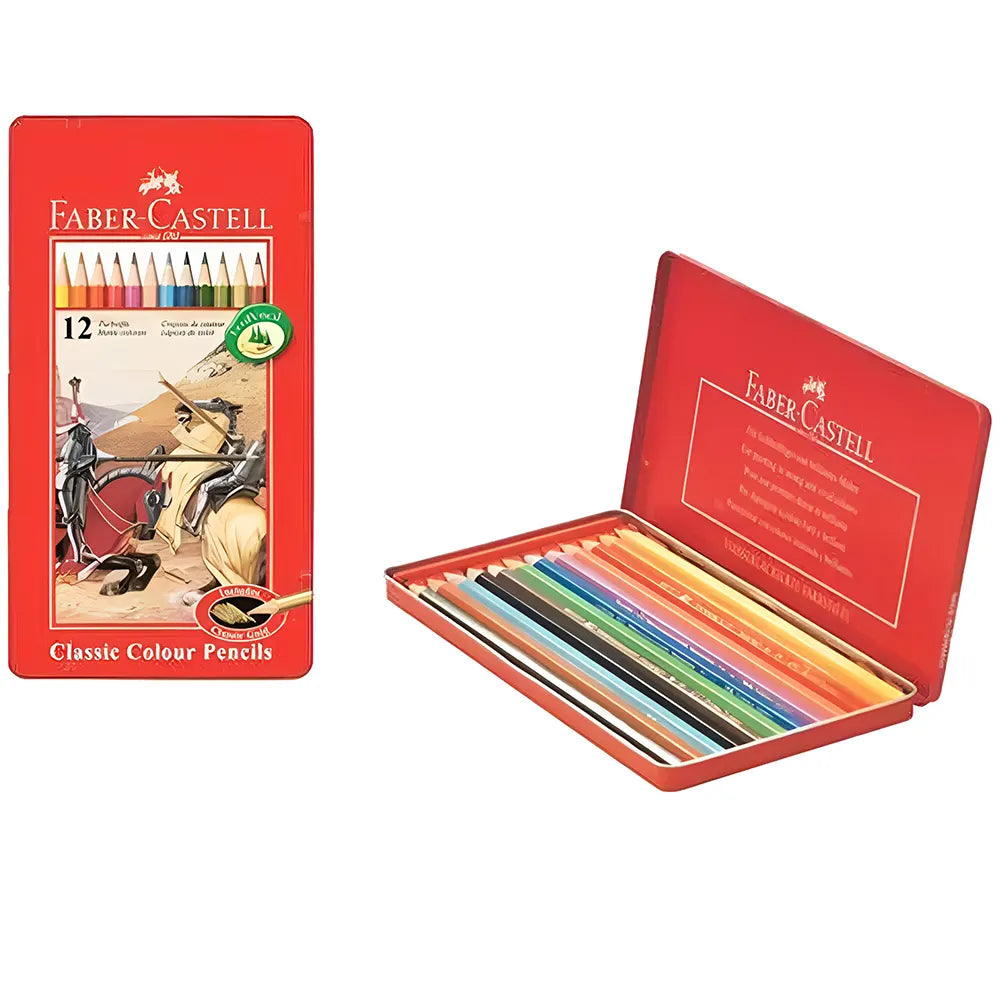 Faber-Castell Flat Metal Box of 12 Colored Pencils