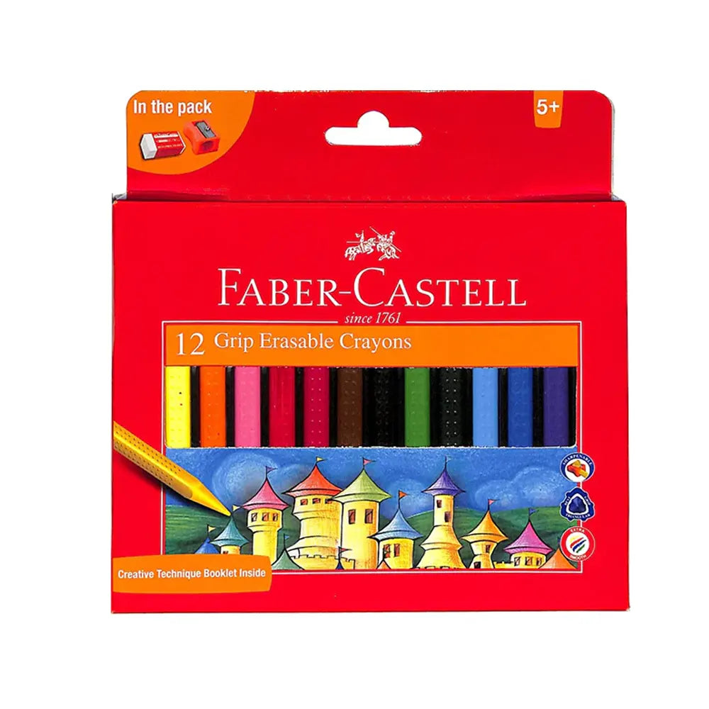Faber-Castell Boîte de 12 Crayons de Cire GRIP Effaçable