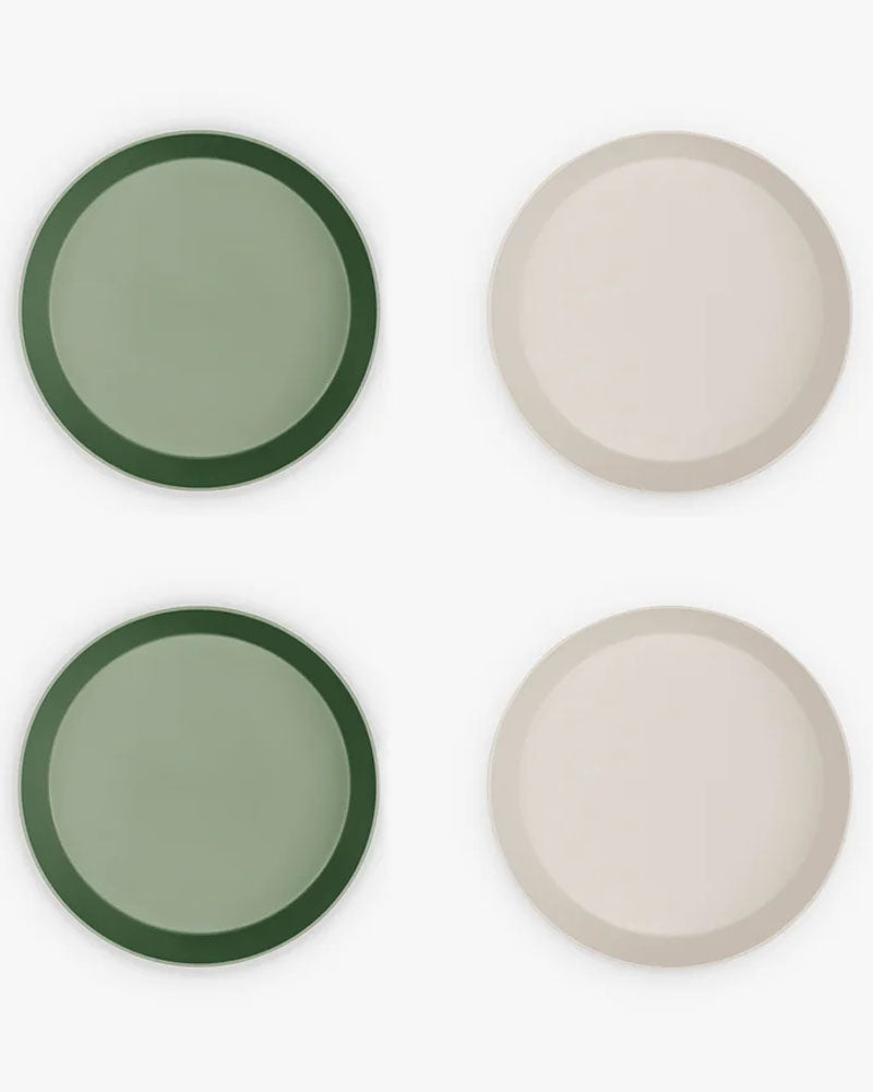 Set de 4 Assiettes Biosourcées Citron - Vert & Crème