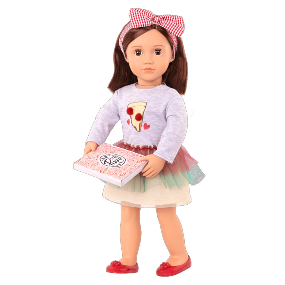 Muñeca y libro de cuentos de pizzería Our Generation 3A+ - Francesca