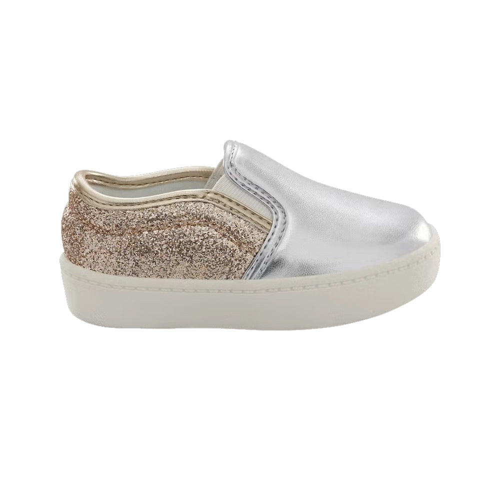 حذاء باليرينا كاجوال سهل الارتداء معدني - فضي