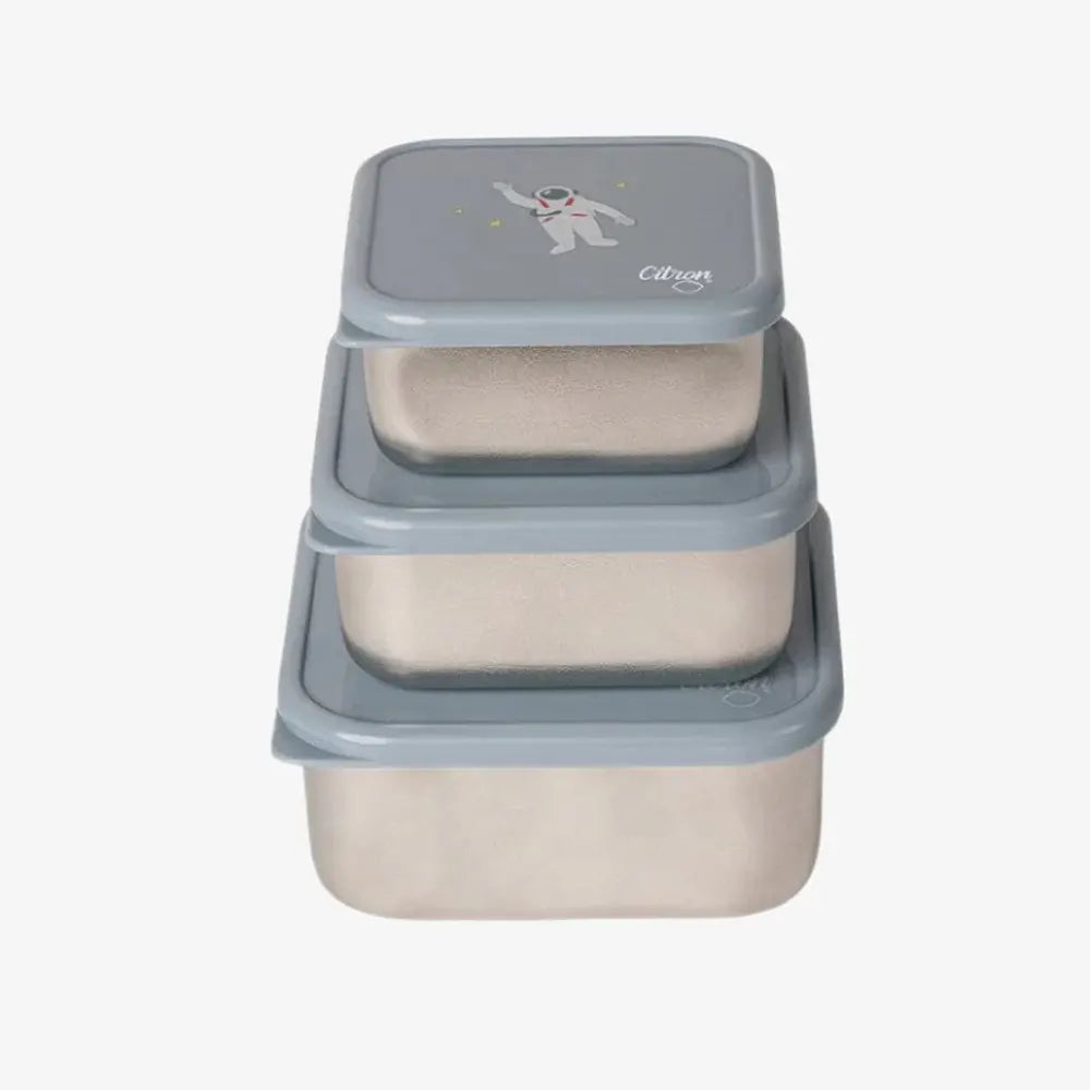 Citron Ensemble de 3 Boîtes à Lunch Empilables en Acier Inoxydable – Spaceship