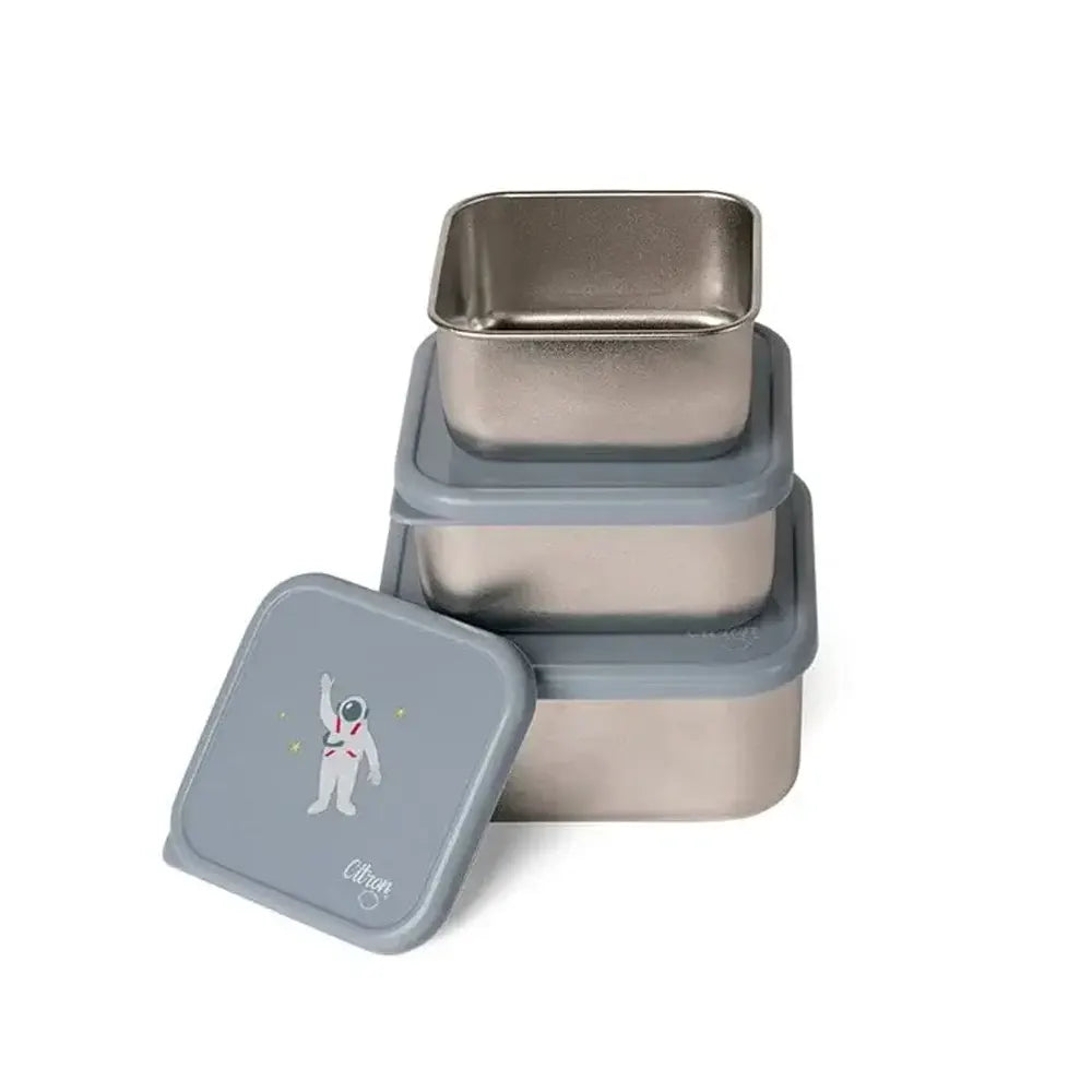 Citron Ensemble de 3 Boîtes à Lunch Empilables en Acier Inoxydable – Spaceship