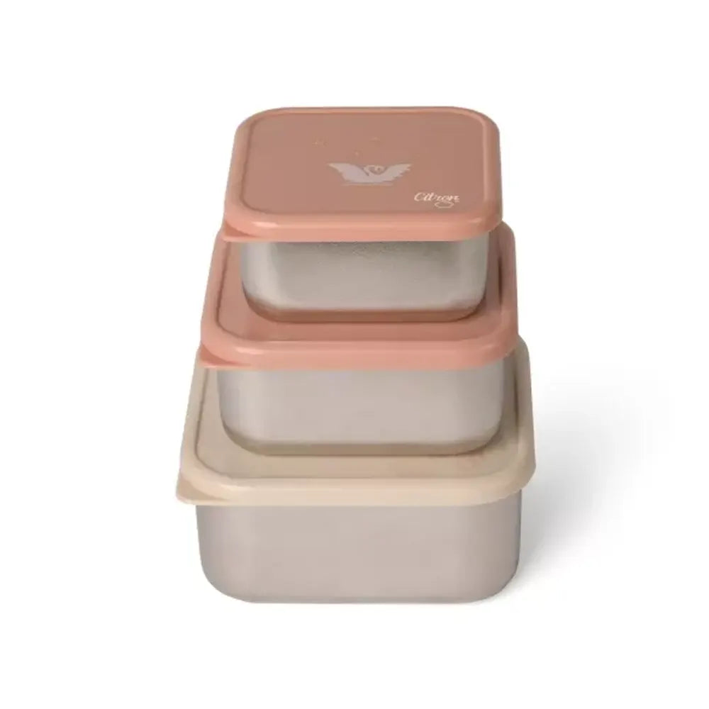 Citron Ensemble de 3 Boîtes à Lunch Empilables en Acier Inoxydable – Ballerina