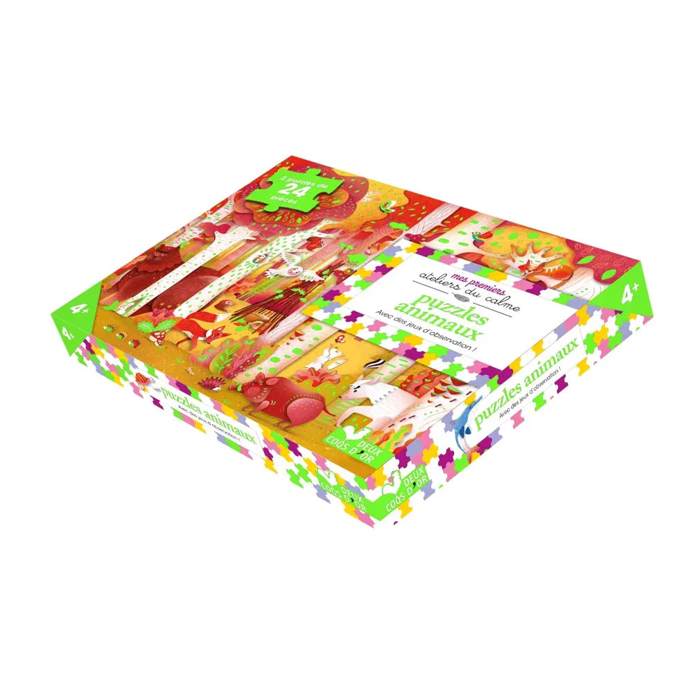 Animal Puzzles 2 Puzzles 24 Pieces and Observation Games - 3A+