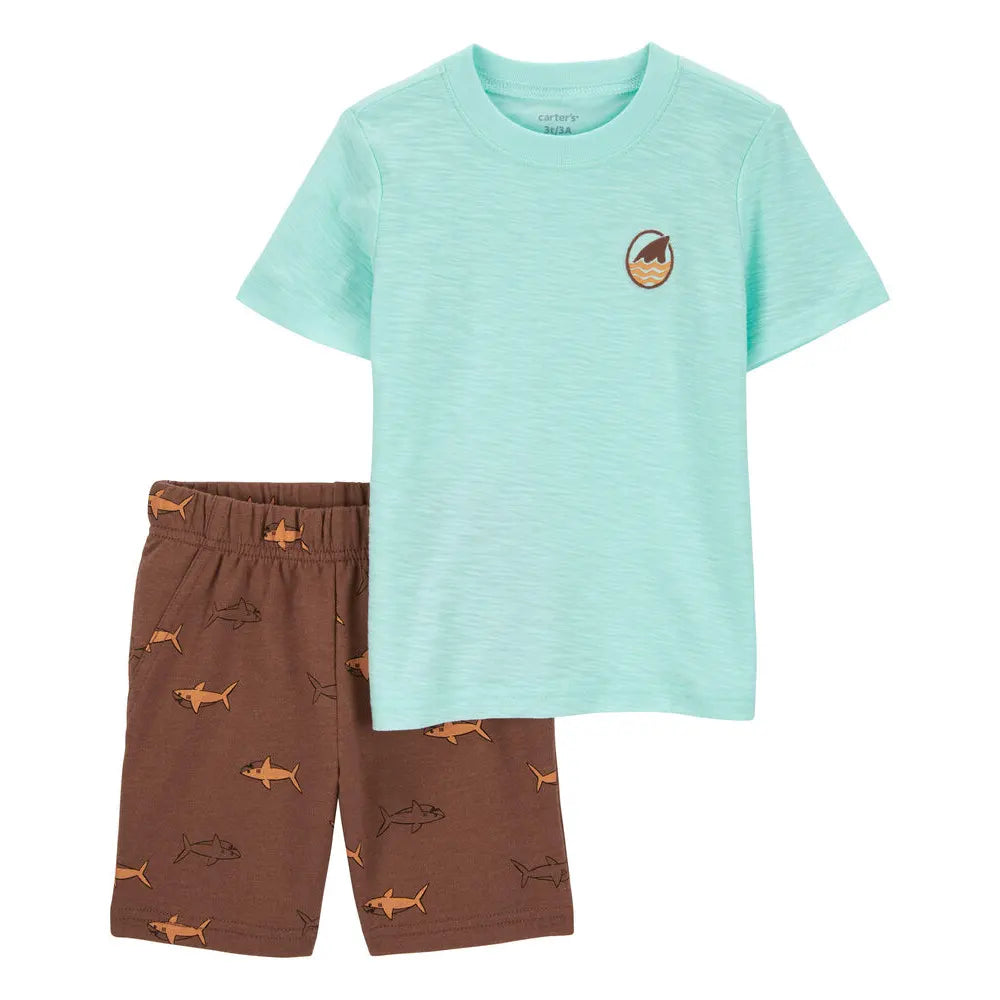 Carter's 2-Piece T-Shirt & Short Set - Blue & Brown