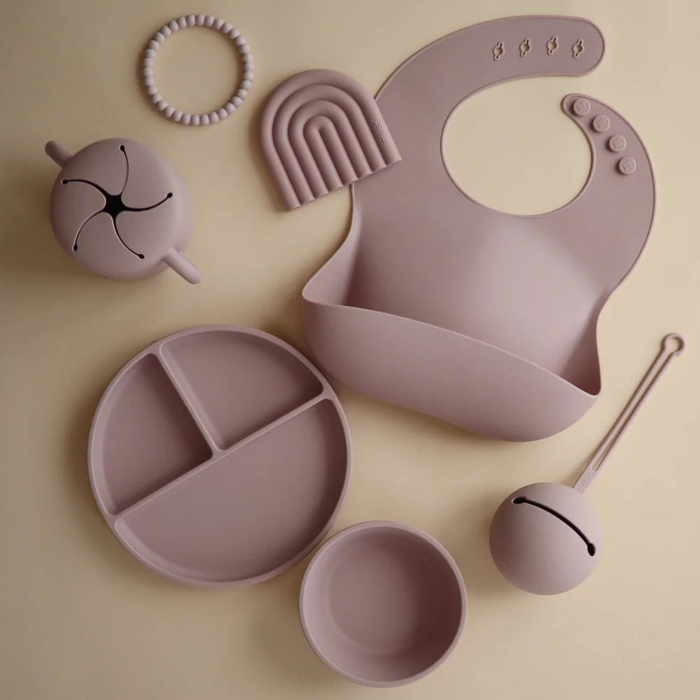 Mushie Bavoir Bébé en Silicone - Mauve Pâle