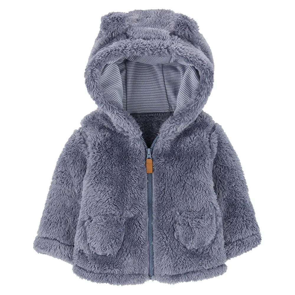 Veste à capuche sherpa bleu pour garçon