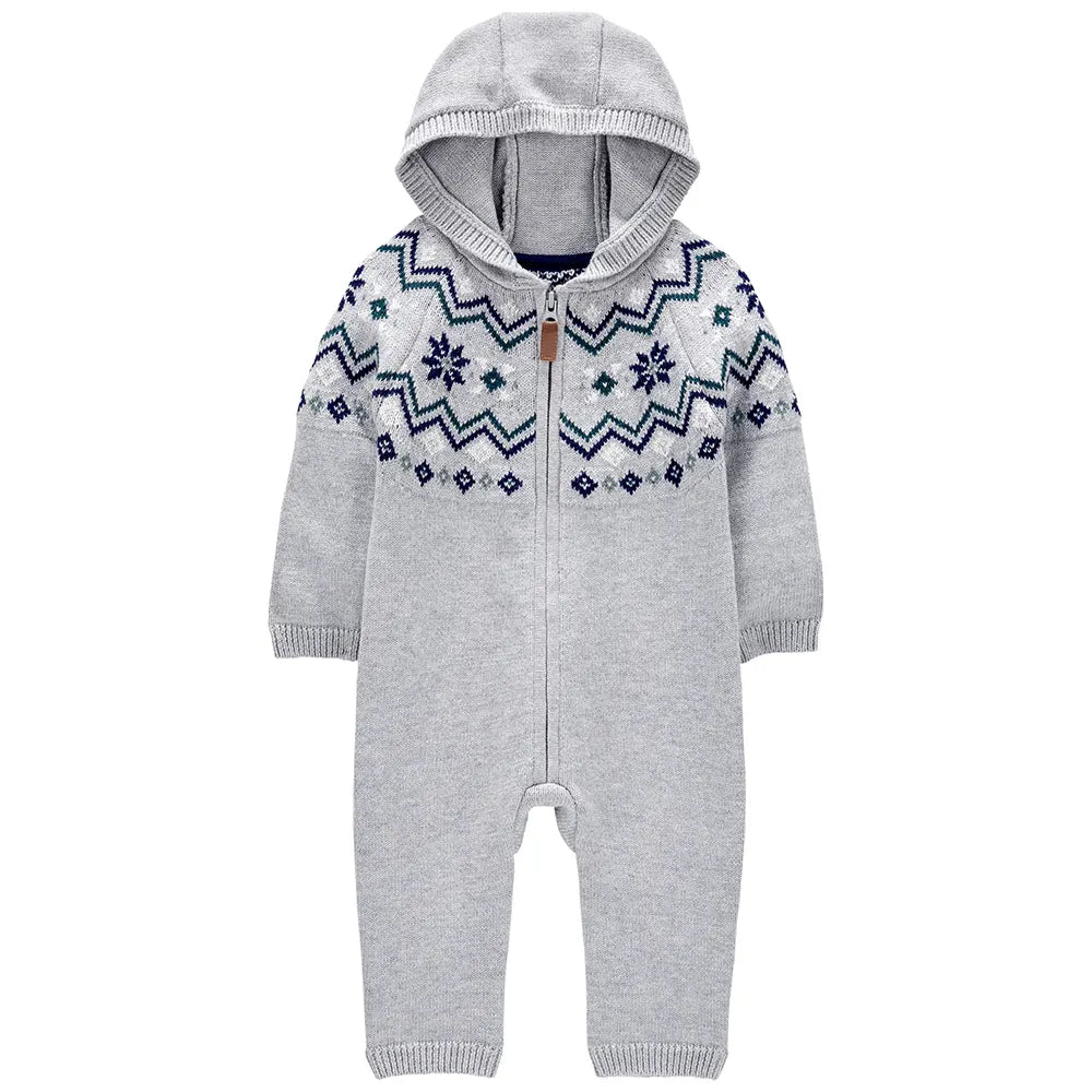 Combinaison à capuche bébé motif Fair Isle