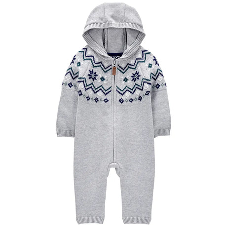 Combinaison à capuche bébé motif Fair Isle