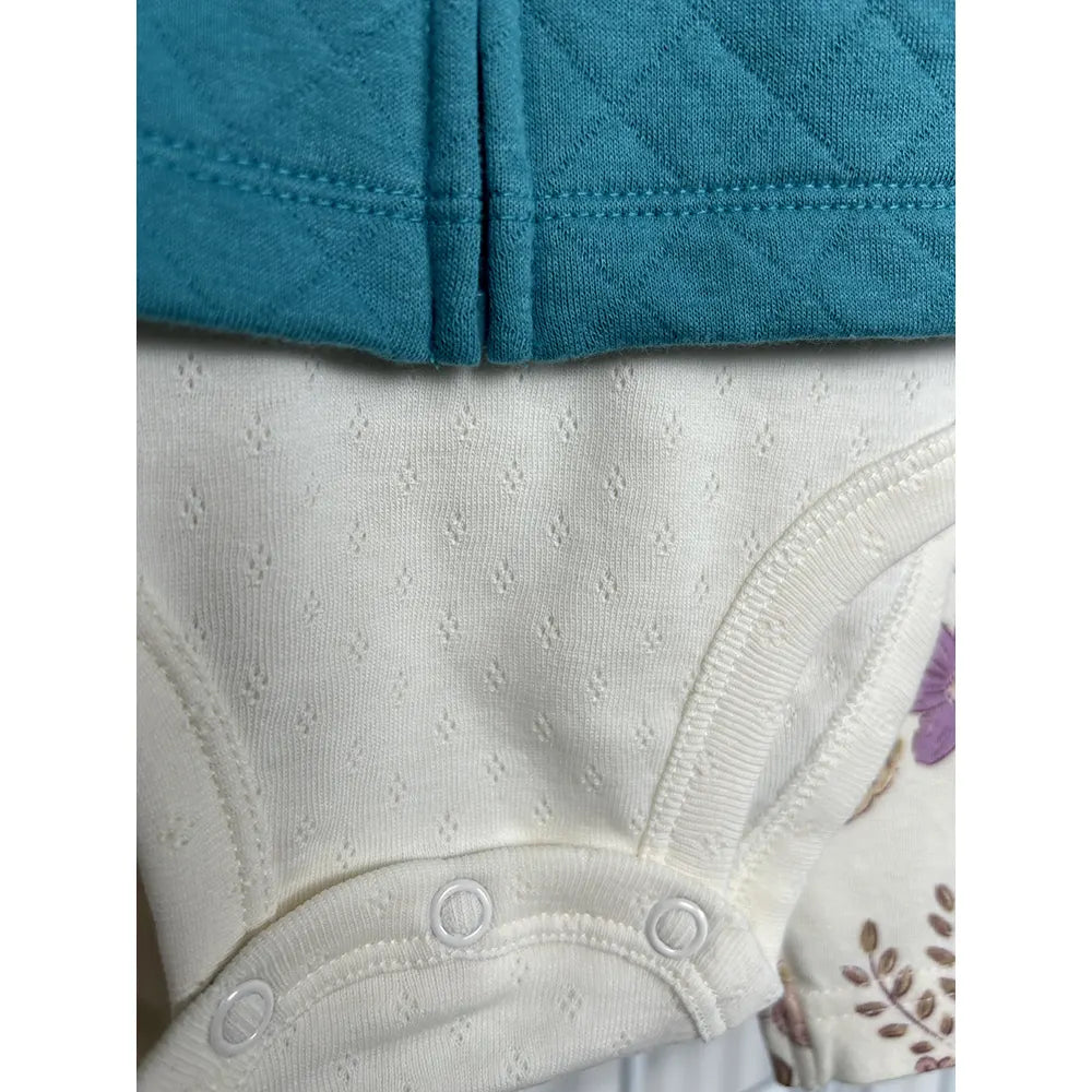 Ensemble 3 pièces bébé avec cardigan matelassé