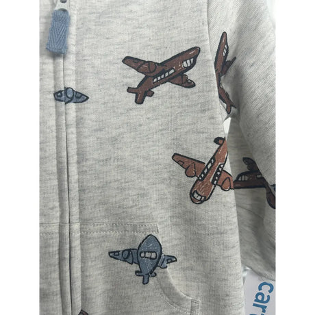 Combinaison grise à manches longues zippée bébé motif avion