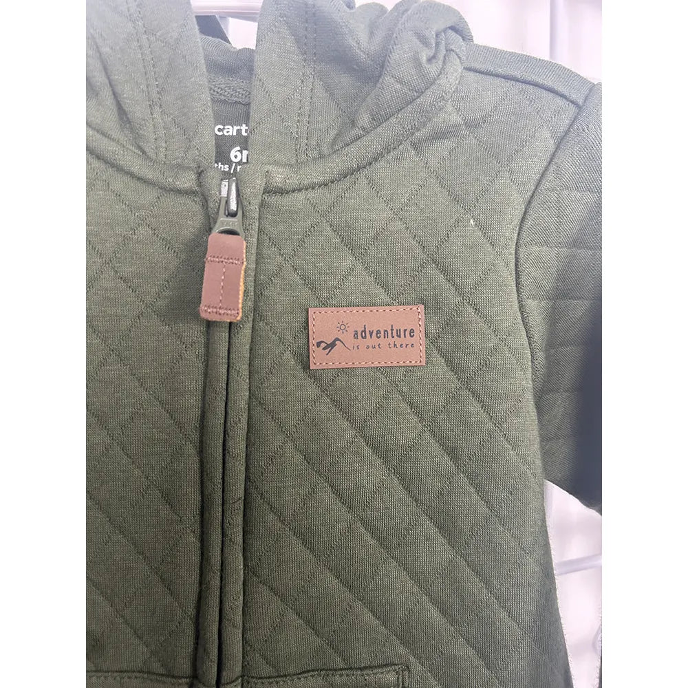 Combinaison verte à manches longues matelassée à capuche bébé