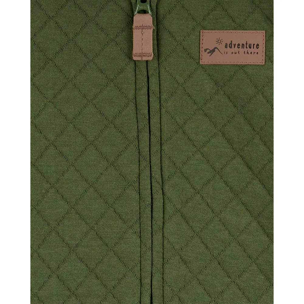 Combinaison verte à manches longues matelassée à capuche bébé