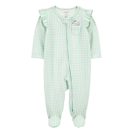 Pyjama dors-bien zippé vichy bébé fille - Coton