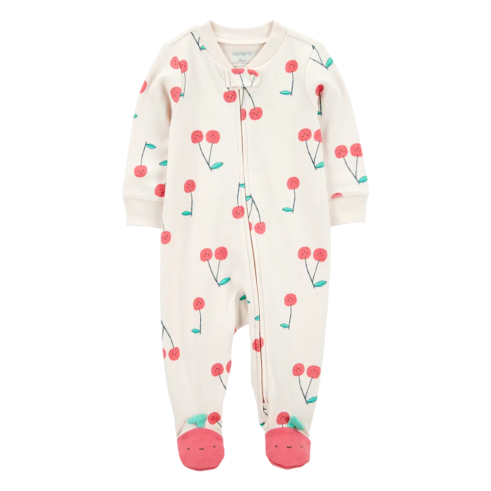 Pyjama dors-bien zippé imprimé cerise bébé fille