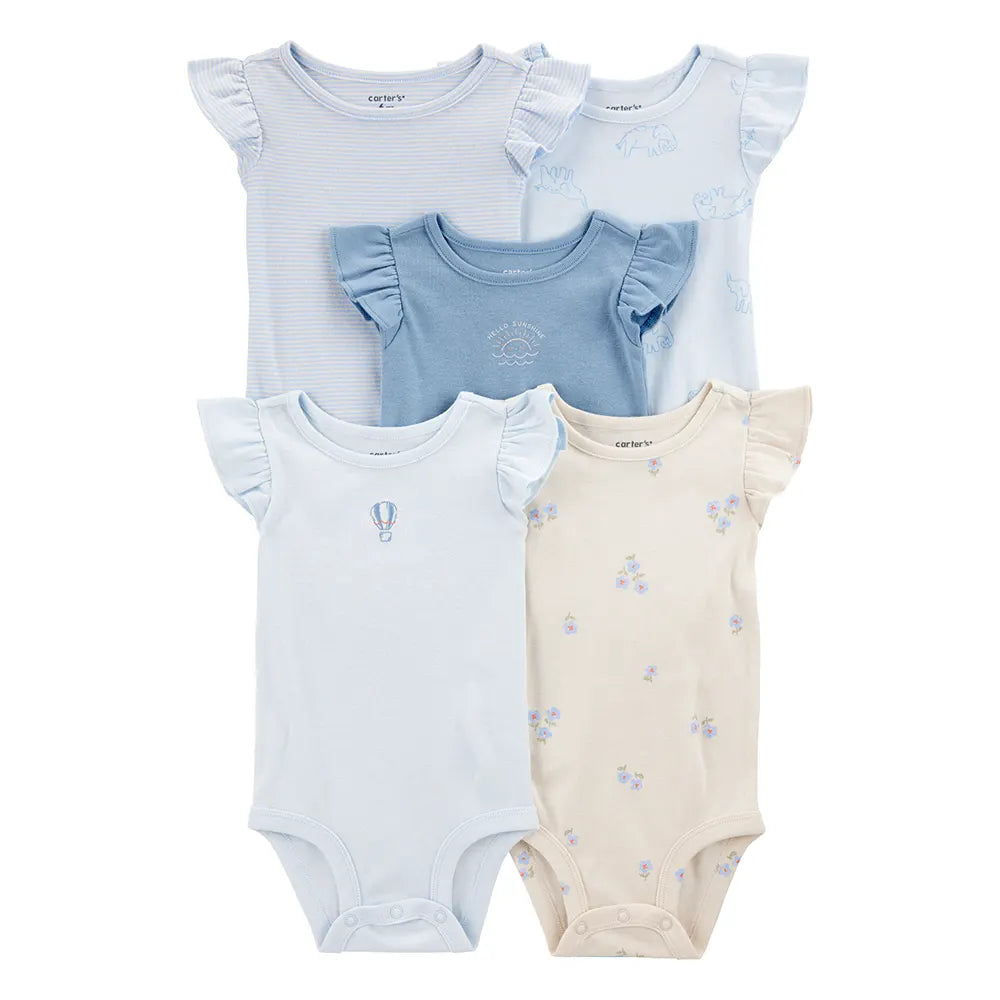 Lot de 5 bodys manches courtes bébé fille - Coton