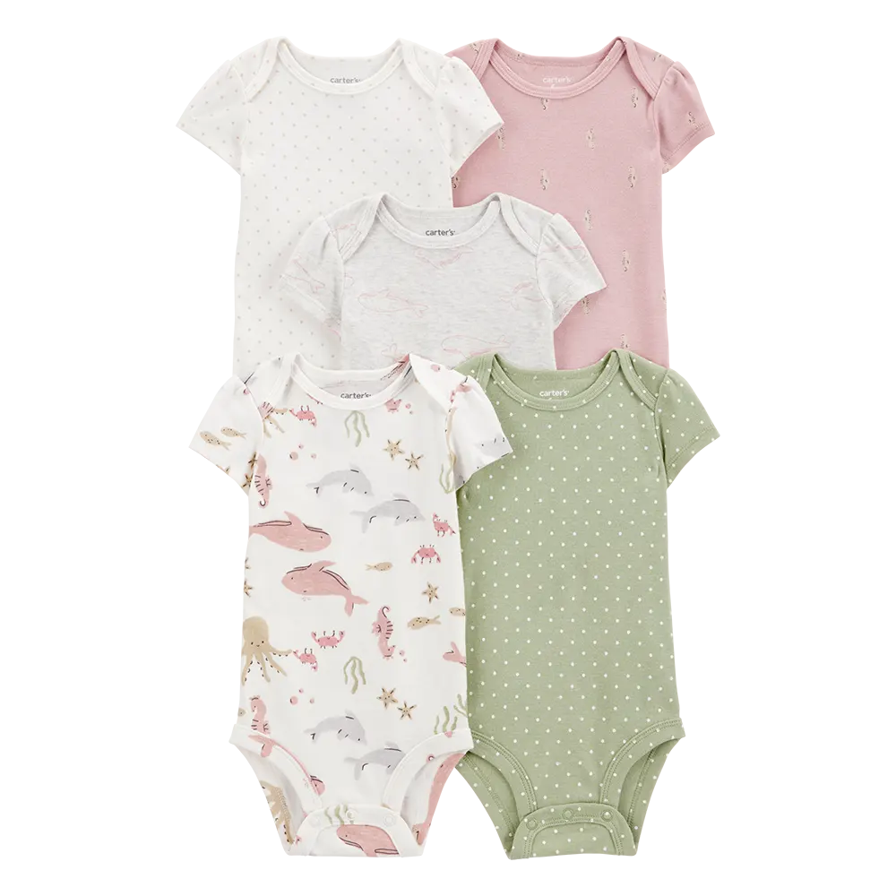 Lot de 5 bodys hippocampe bébé fille