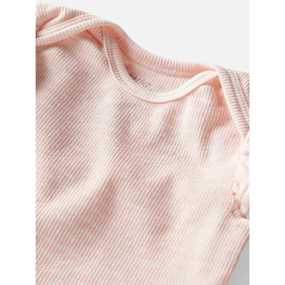 Ensemble côtelé en coton bio bébé fille - Rose