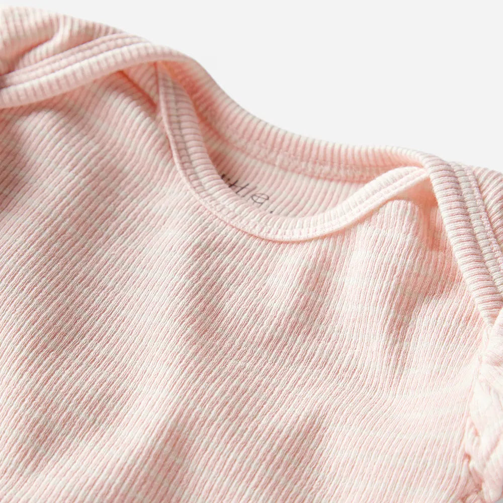 Ensemble côtelé en coton bio bébé fille - Rose