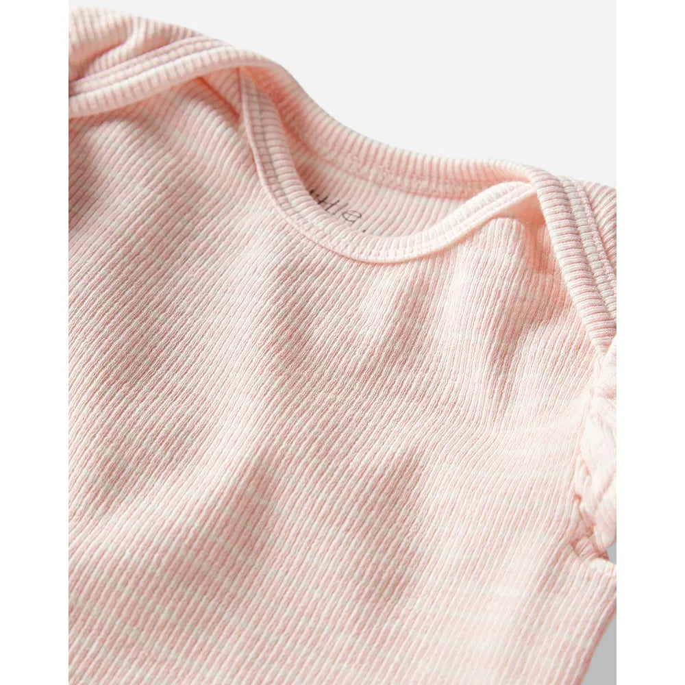 Ensemble côtelé en coton bio bébé fille - Rose