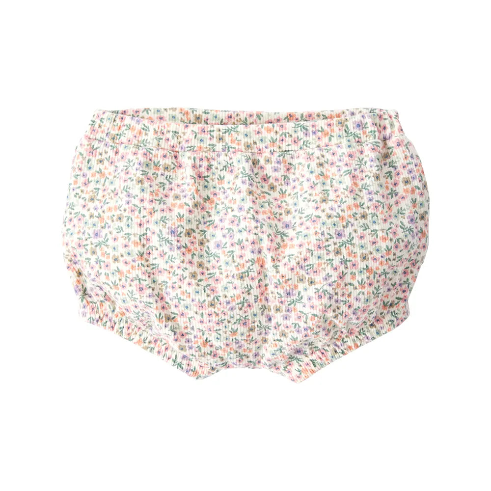 Ensemble fleuri en coton bio côtelé bébé fille